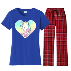 Rainbow Unicorn Heart Women's Flannel Pajama Set