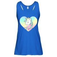 Rainbow Unicorn Heart Ladies Essential Flowy Tank