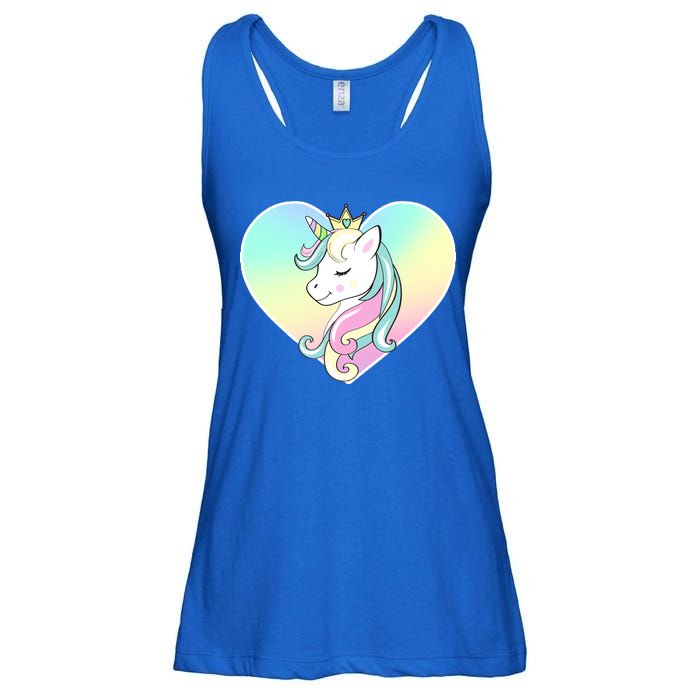 Rainbow Unicorn Heart Ladies Essential Flowy Tank