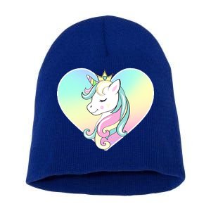 Rainbow Unicorn Heart Short Acrylic Beanie