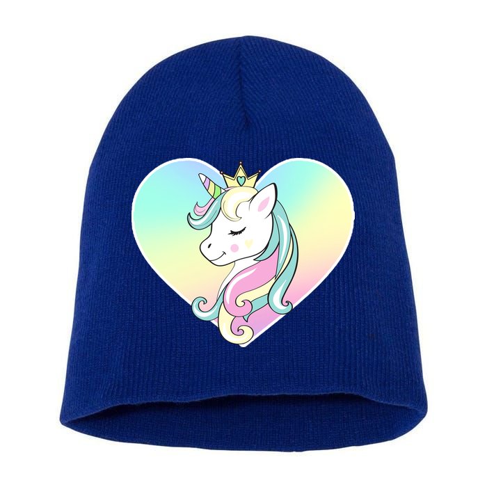 Rainbow Unicorn Heart Short Acrylic Beanie