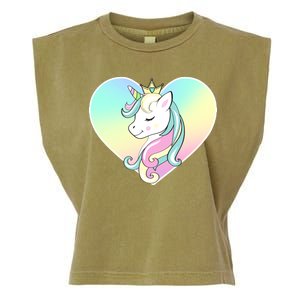 Rainbow Unicorn Heart Garment-Dyed Women's Muscle Tee