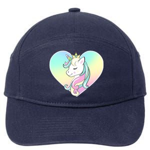 Rainbow Unicorn Heart 7-Panel Snapback Hat