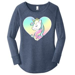 Rainbow Unicorn Heart Women's Perfect Tri Tunic Long Sleeve Shirt