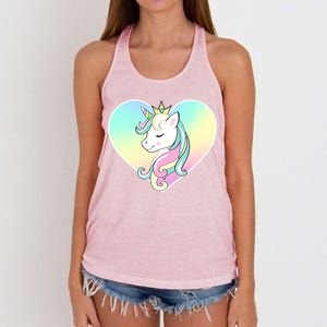 Rainbow Unicorn Heart Women's Knotted Racerback Tank