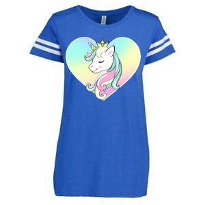 Rainbow Unicorn Heart Enza Ladies Jersey Football T-Shirt