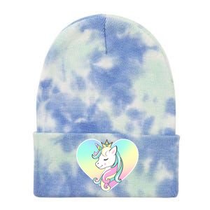 Rainbow Unicorn Heart Tie Dye 12in Knit Beanie