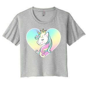 Rainbow Unicorn Heart Women's Crop Top Tee