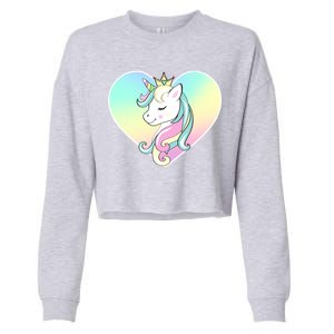 Rainbow Unicorn Heart Cropped Pullover Crew