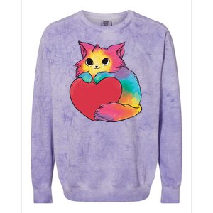 Rainbow Valentine Kitten Colorblast Crewneck Sweatshirt