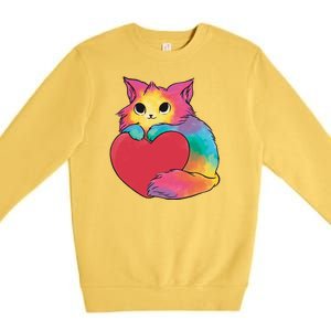 Rainbow Valentine Kitten Premium Crewneck Sweatshirt