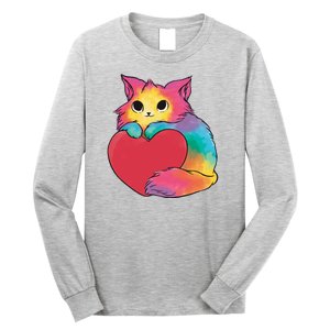 Rainbow Valentine Kitten Long Sleeve Shirt