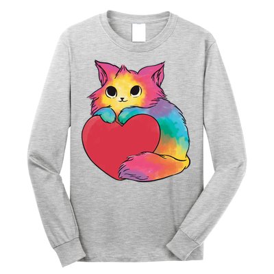 Rainbow Valentine Kitten Long Sleeve Shirt