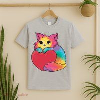 Rainbow Valentine Kitten T-Shirt