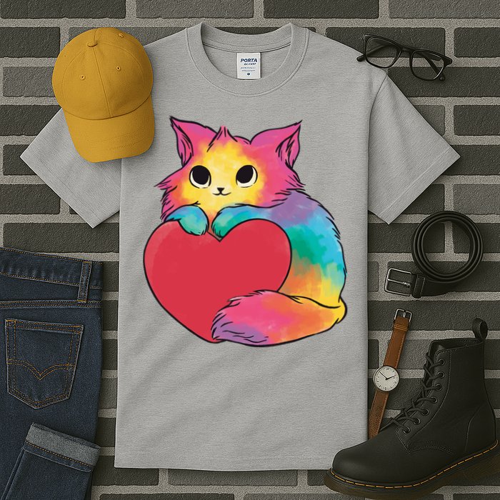 Rainbow Valentine Kitten Tall T-Shirt