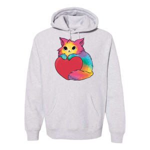 Rainbow Valentine Kitten Premium Hoodie