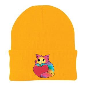 Rainbow Valentine Kitten Knit Cap Winter Beanie