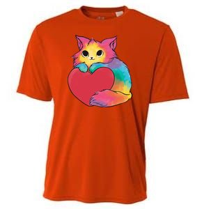 Rainbow Valentine Kitten Cooling Performance Crew T-Shirt