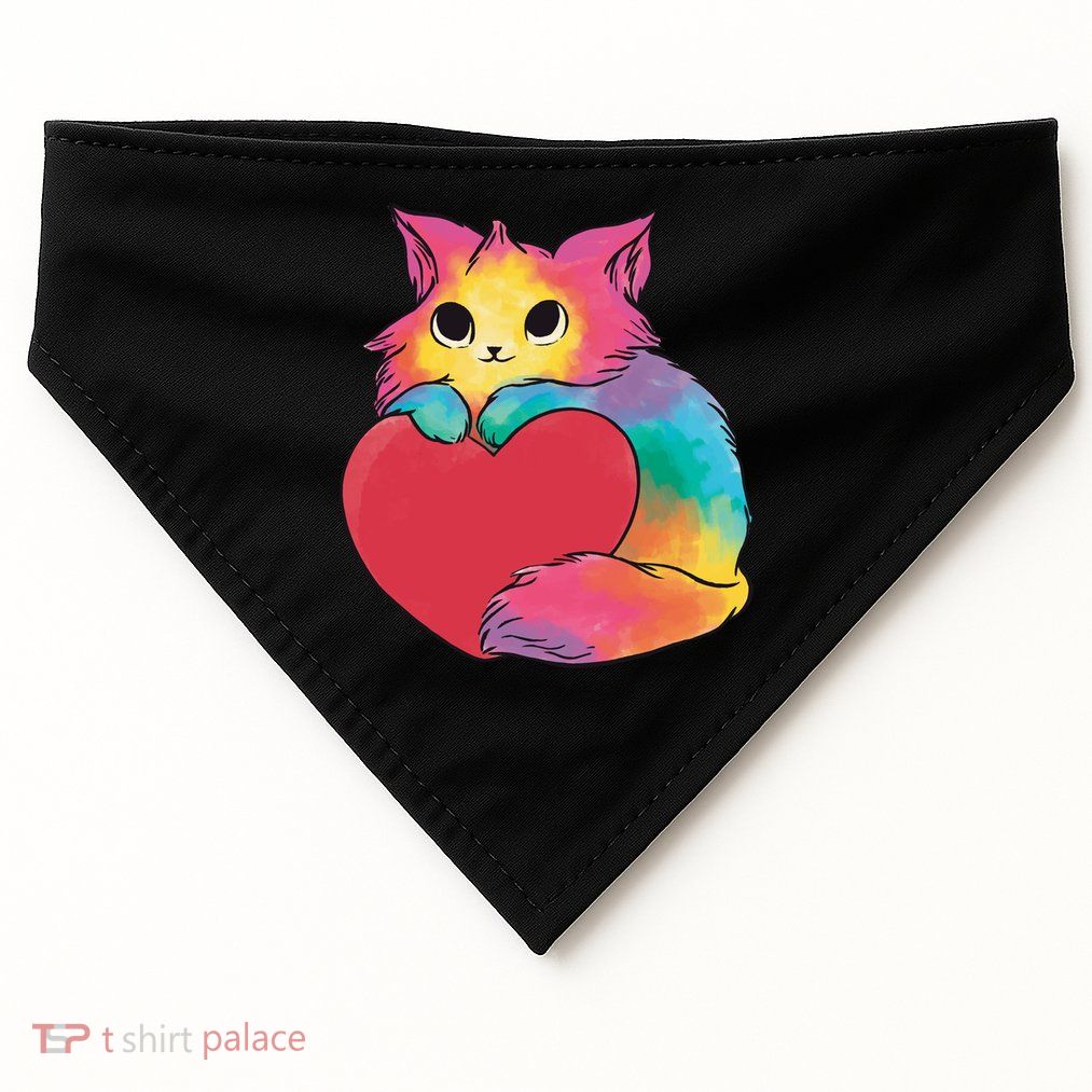 Rainbow Valentine Kitten USA-Made Doggie Bandana