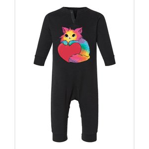 Rainbow Valentine Kitten Infant Fleece One Piece