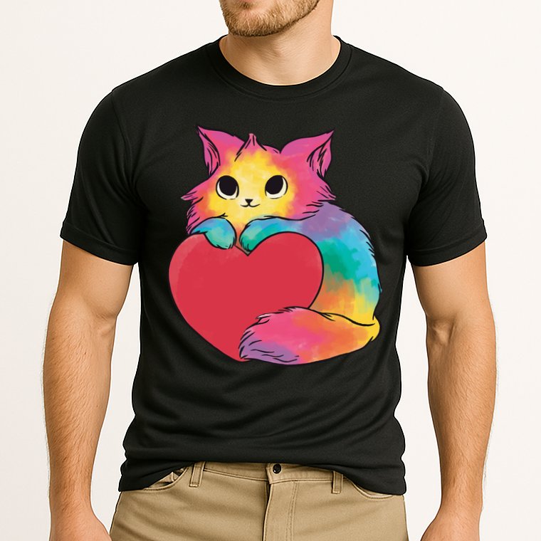 Rainbow Valentine Kitten Performance Shirt