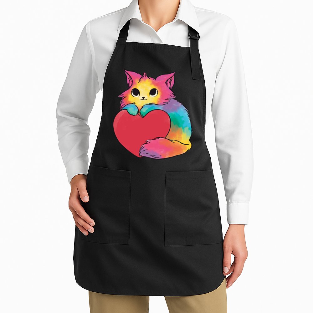 Rainbow Valentine Kitten Apron