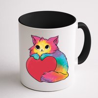 Rainbow Valentine Kitten Mug