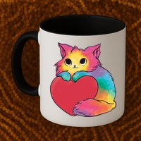 Rainbow Valentine Kitten Mug