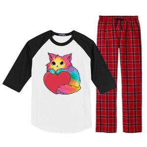 Rainbow Valentine Kitten Raglan Sleeve Pajama Set