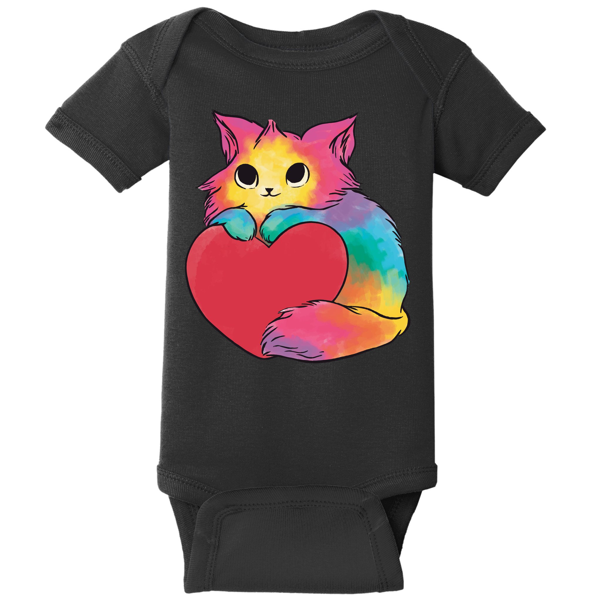 Rainbow Valentine Kitten Baby Bodysuit