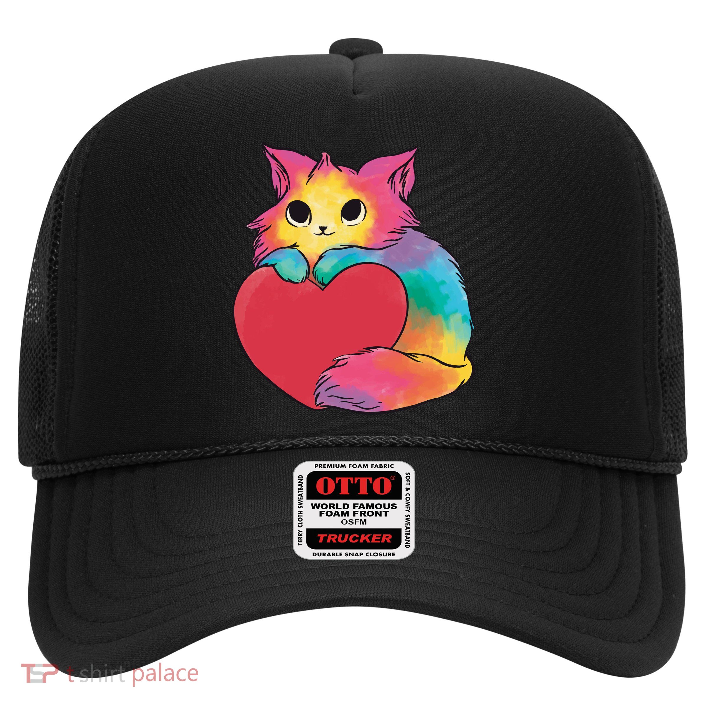 Rainbow Valentine Kitten Trucker Hat