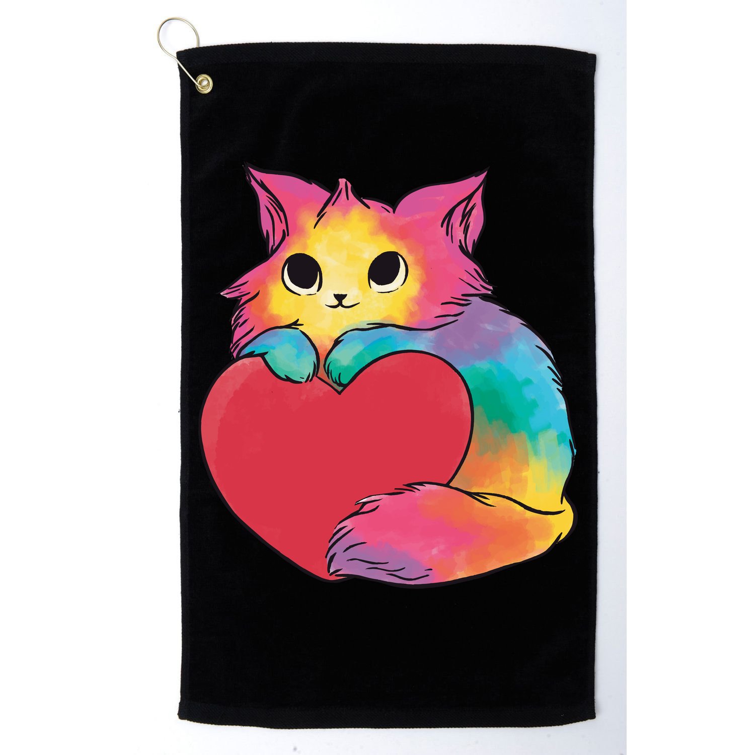 Rainbow Valentine Kitten Golf Towel