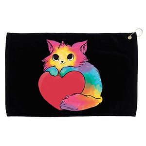 Rainbow Valentine Kitten Grommeted Golf Towel