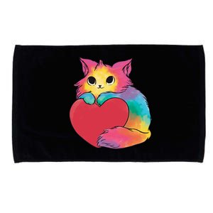 Rainbow Valentine Kitten Microfiber Hand Towel