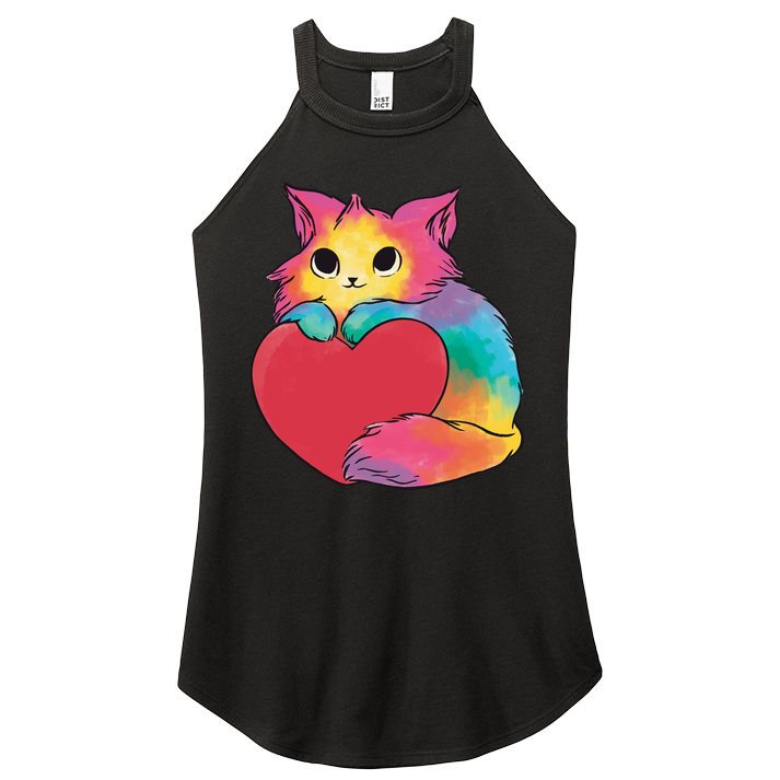 Rainbow Valentine Kitten Women's Perfect Tri Rocker Tank