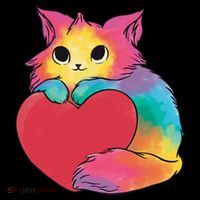 Rainbow Valentine Kitten Short Acrylic Beanie