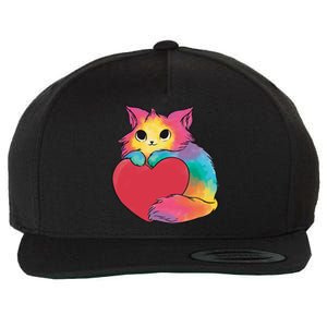 Rainbow Valentine Kitten Wool Snapback Cap