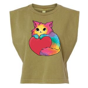 Rainbow Valentine Kitten Garment-Dyed Women's Muscle Tee