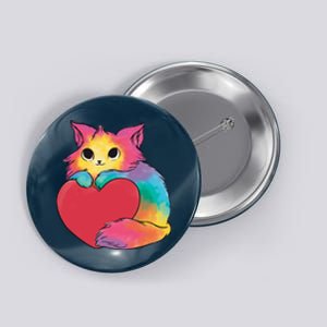 Rainbow Valentine Kitten Button