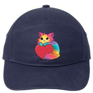 Rainbow Valentine Kitten 7-Panel Snapback Hat