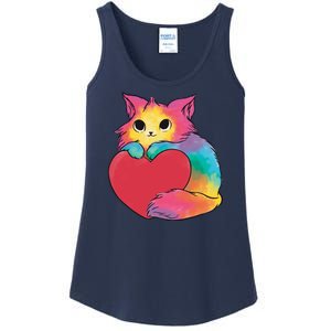 Rainbow Valentine Kitten Ladies Essential Tank