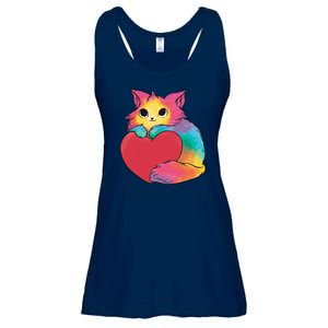 Rainbow Valentine Kitten Ladies Essential Flowy Tank