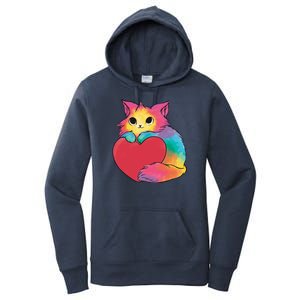 Rainbow Valentine Kitten Women's Pullover Hoodie