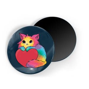 Rainbow Valentine Kitten Magnet