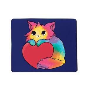 Rainbow Valentine Kitten Mousepad