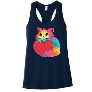 Rainbow Valentine Kitten Women's Racerback Tank