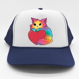 Rainbow Valentine Kitten Trucker Hat