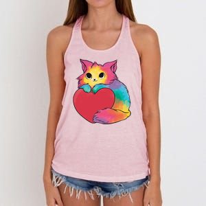 Rainbow Valentine Kitten Women's Knotted Racerback Tank