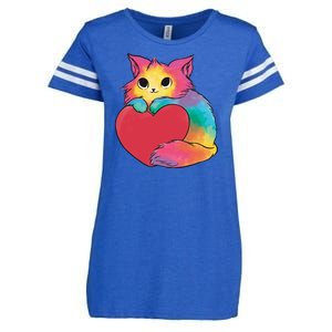 Rainbow Valentine Kitten Enza Ladies Jersey Football T-Shirt