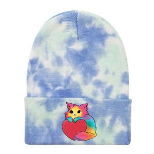 Rainbow Valentine Kitten Tie Dye 12in Knit Beanie